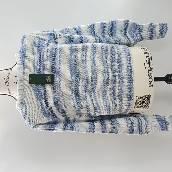 Wild Fable Striped Knit Sweater Cropped Crew Neck Blue Pullover Womens - Picture 5 of 7